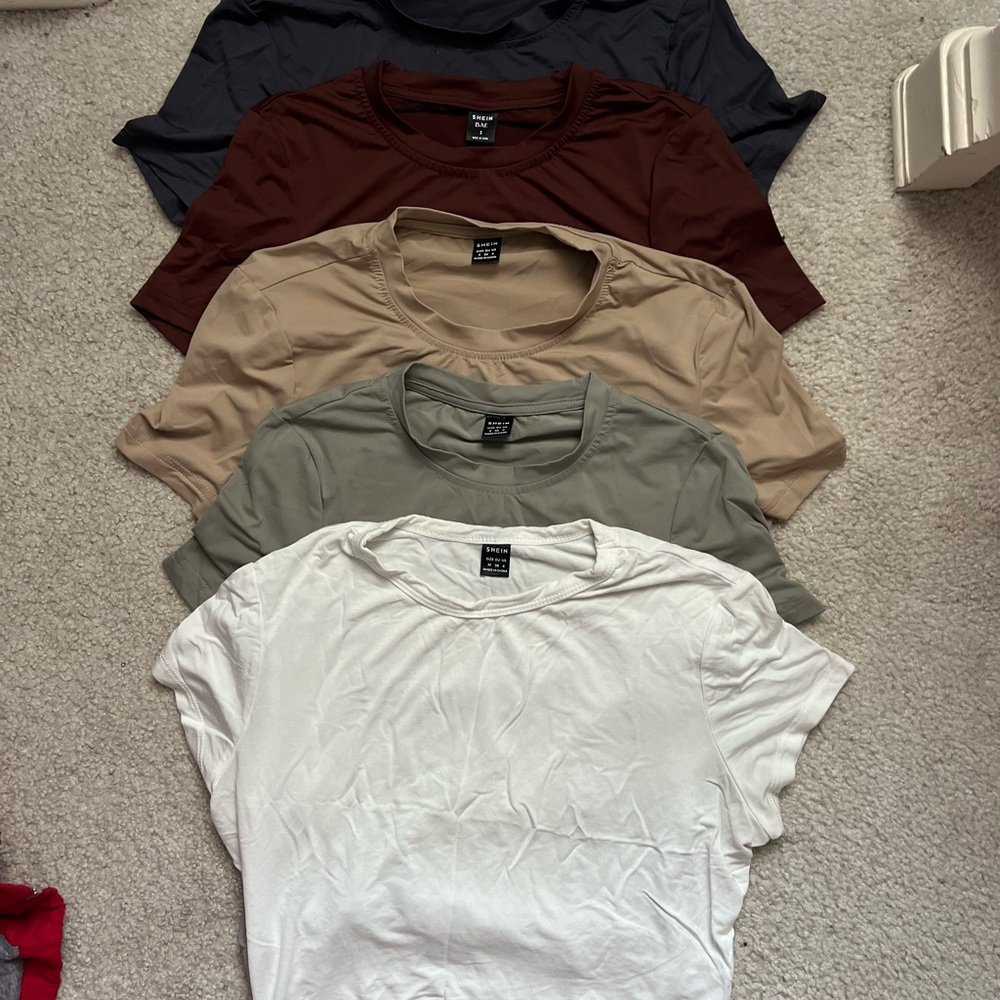 5 Solid Fitted Compression Baby Tees - image 2